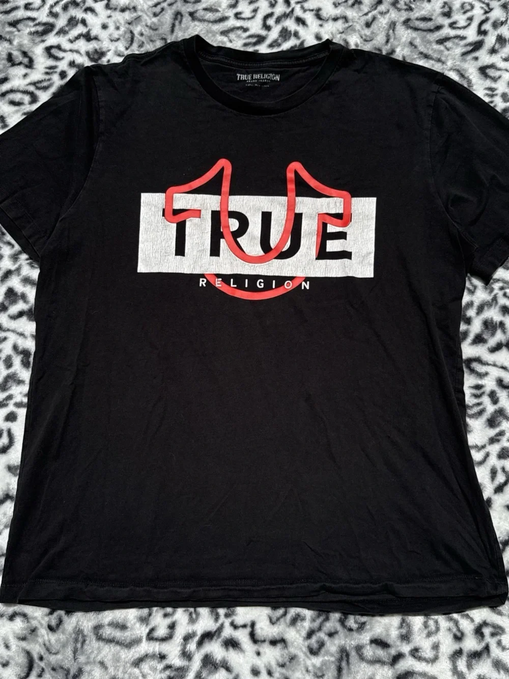 True Religion Black Tee with White Logo